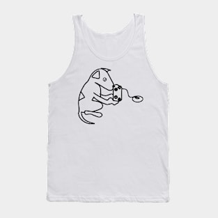 Cute Line Drawing of a Dog Playing Video Games Tank Top